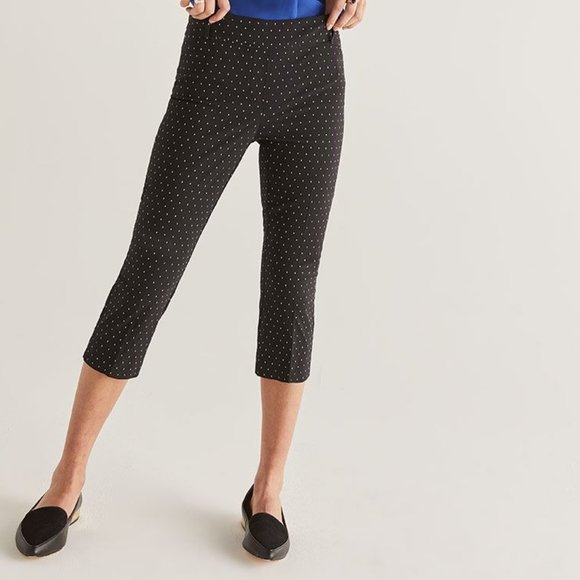 Reitmans The Iconic Black Cropped Patterned Pants - Picture 1 of 9
